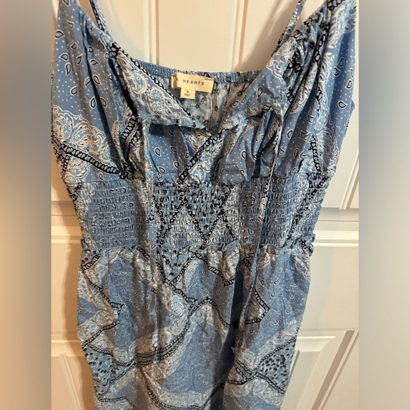 LA Hearts Pac Sun Blue Smocked Waist Fit and Flare Mini Dress - Picture 3 of 6